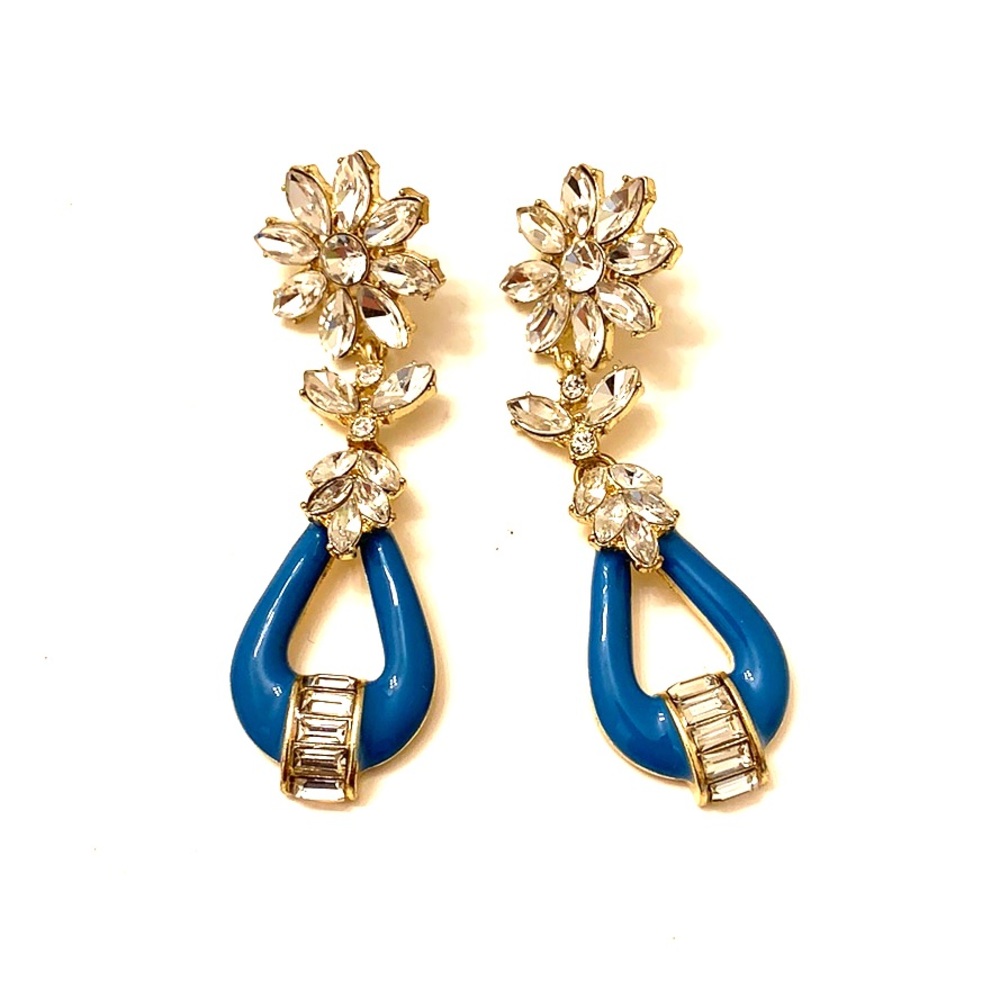 Turquoise rhinestone statement earrings